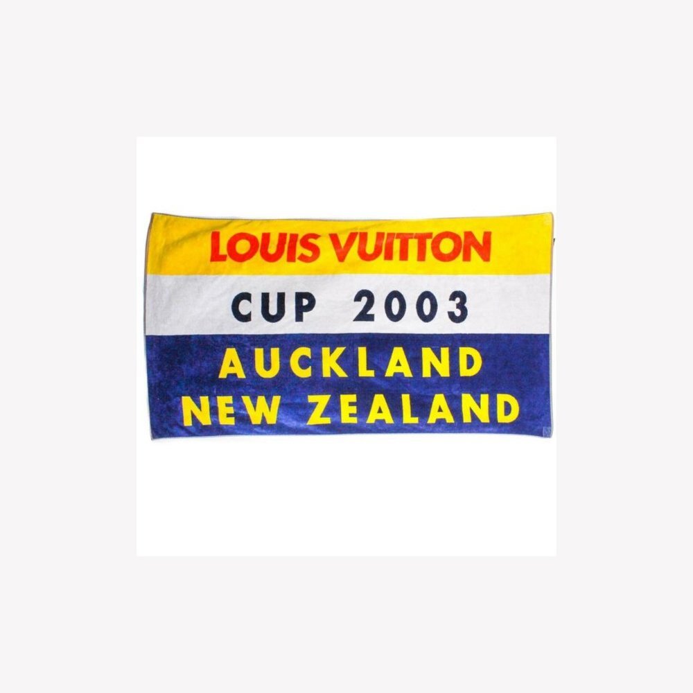 Louis Vuitton XL Huge Blue x Yellow x Red 2003 Auckland LV Cup Towel Throw 77lz4